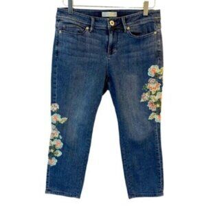 J. Jill | Women's Authentic Fit Embroidered Capri Denim Jeans Size 6